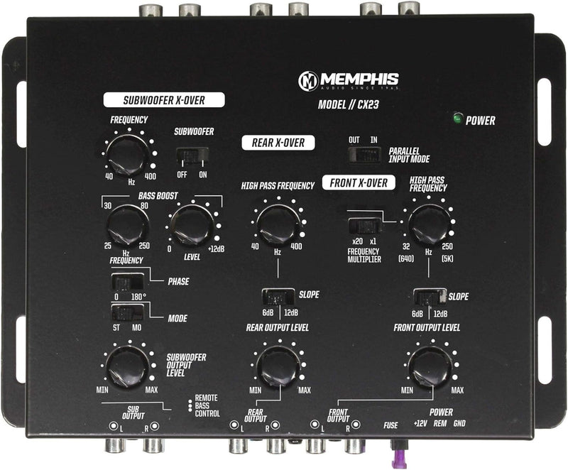 Memphis Audio CX23 3 Way Car Electronic Crossover Processor with Bass Remote