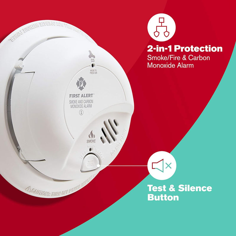 First Alert BRK SC9120BA-6 Hardwired Smoke and Carbon Monoxide (CO) Detector with Battery Backup, 6-Pack