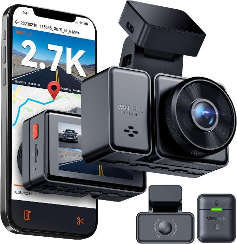 Vantrue Element 2 - 2.7K Dual Channel WiFi Front and Rear Dash Camera