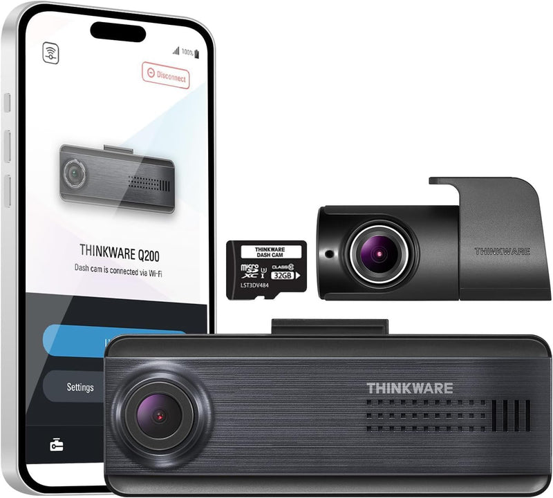 Thinkware Q200 2K Front & Rear Dash Cam Bundle (Q200DCH32)