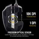 Corsair SCIMITAR RGB ELITE, MOBA/MMO Gaming Mouse, Backlit RGB LED, 18000 DPI, Optical, Black, 1 Pack