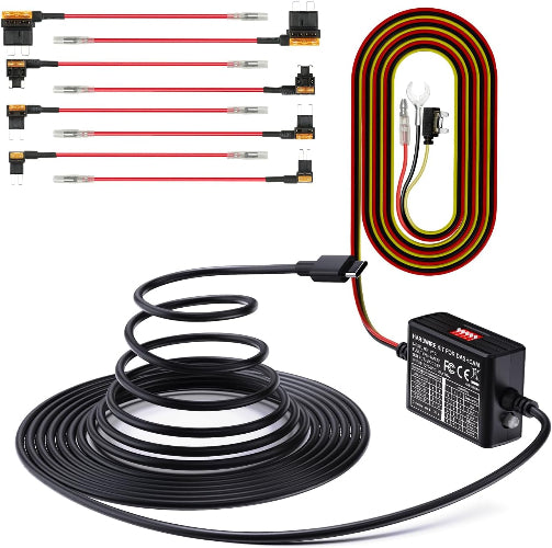 Vantrue VP01 - 3-Lead Acc 14.8ft USB C Dash Cam Hardwire Kit