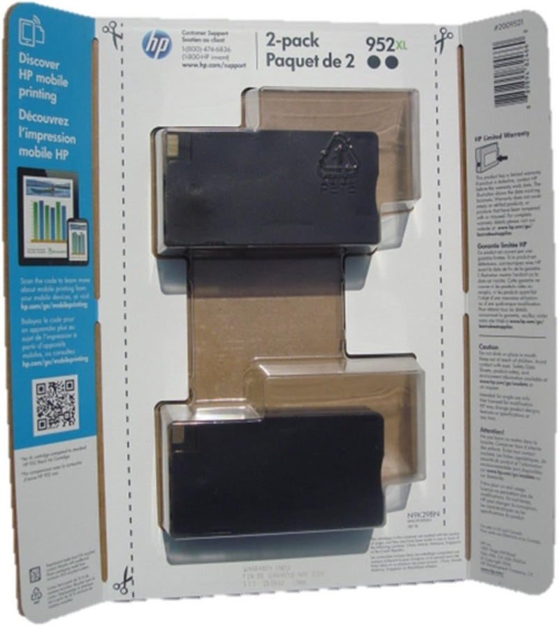 HP 952XL Black Ink Cartridges - Twin Pack - N9K29BN