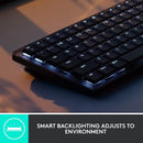 Logitech MX Mechanical Mini Wireless Illuminated Keyboard, Linear Switches, Backlit, Bluetooth, USB-C, macOS, Windows, Linux, iOS, Android, Metal, Graphite
