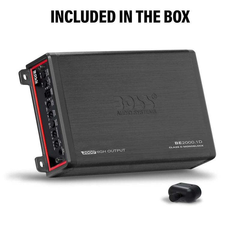 BOSS Elite BE2000.1D – 2000W Class D Monoblock Car Amplifier with Remote Subwoofer Control