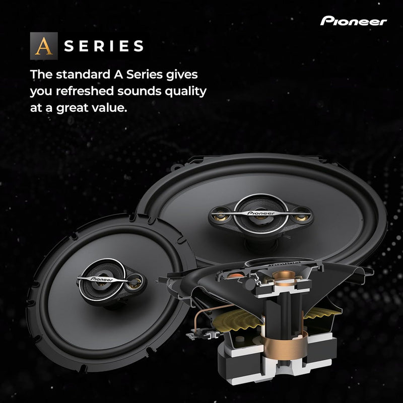 Pioneer TS‑A1371F A‑Series 5‑1/4″ 3‑Way Coaxial Car Speakers – 300 W Peak / 50 W RMS – Pair