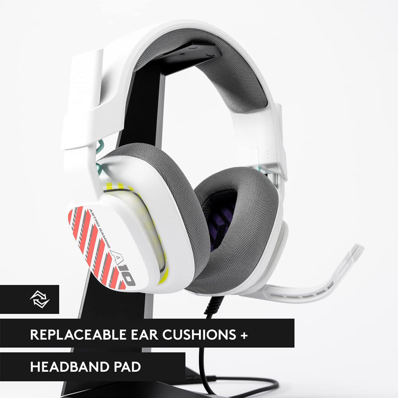 Casque de jeu filaire Astro A10 Gen 2 - Casque de jeu supra-auriculaire avec microphone rabattable pour couper le son, pilotes 32 mm, pour PlayStation 5, PlayStation 4, Nintendo Switch, PC, Mac - Blanc