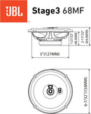 JBL Stage3 68MF 6-1/2" 3-Way Car Speakers – 70W RMS, 560W Peak, 4 Ohm, JBLSPKS368MF