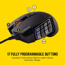 Corsair SCIMITAR RGB ELITE, MOBA/MMO Gaming Mouse, Backlit RGB LED, 18000 DPI, Optical, Black, 1 Pack