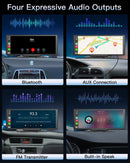 Carplay Car Tablet, 10.26" HD IPS Wireless Carplay and Android Auto Screen with 4K Dash Cam, Bluetooth, GPS Navigation Head Unit, Siri, Mirror Link, Loop Recording, 1080P Backup Camera