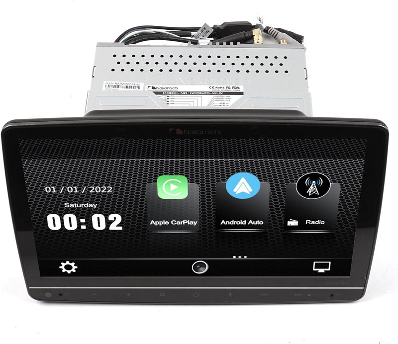 Nakamichi NA3625-WUX 1-DIN Bluetooth Receiver w/ 10.1" Touchscreen Wireless Apple Car Play, Android Auto