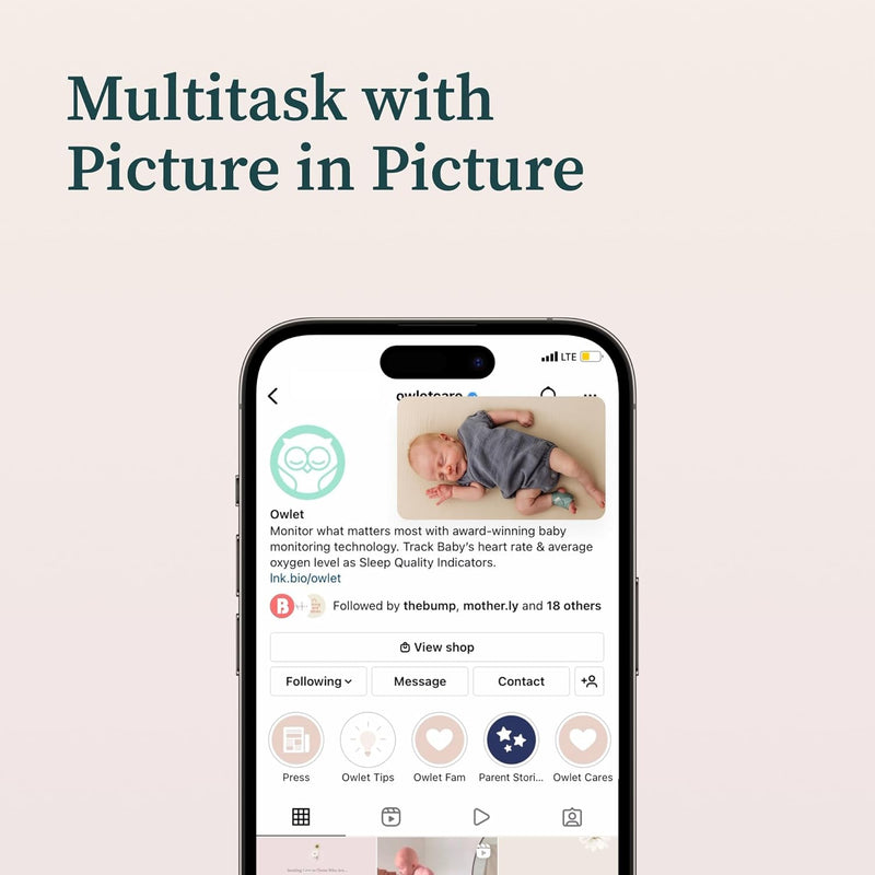 Owlet Dream Duo 2 Smart Baby Monitor - 1080p HD Video Baby Monitor with Dream Sock - Baby Foot Monitor and Sensor Tracks Heartbeat and Oxygen Levels in Infants and Newborns
