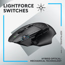 Logitech G502 X Lightspeed Wireless Gaming Mouse - Optical Mouse with LIGHTFORCE Hybrid Optical-Mechanical switches, Hero 25K Gaming Sensor, Compatible with PC - macOS/Windows - Black( Open Box )