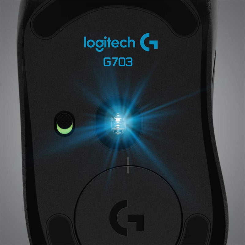 Logitech G703 LIGHTSPEED Wireless Gaming Mouse W/ Hero 25K Sensor, PowerPlay Compatible, Lightsync RGB, Lightweight 95G+10G optional, 100-25, 600 DPI, Rubber Side Grips - OPEN BOX