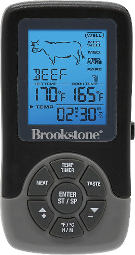 Brookstone Wireless Cooking Thermometer BS201, Remote Temperature Monitoring, Black