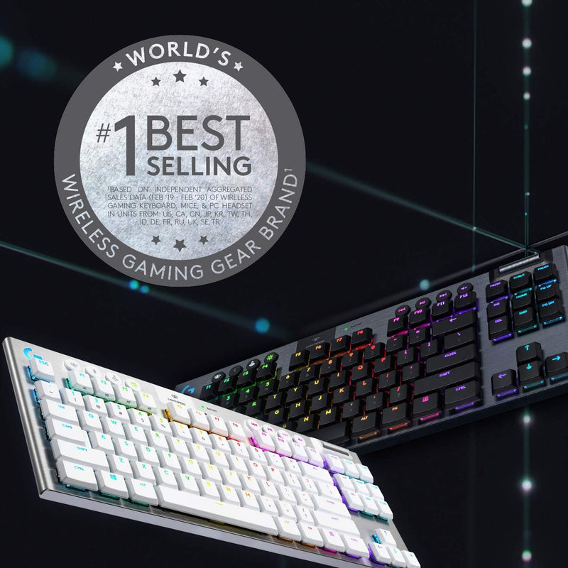 Clavier de jeu mécanique tactile rétroéclairé sans fil Logitech G915 TKL LIGHTSPEED - Carbone