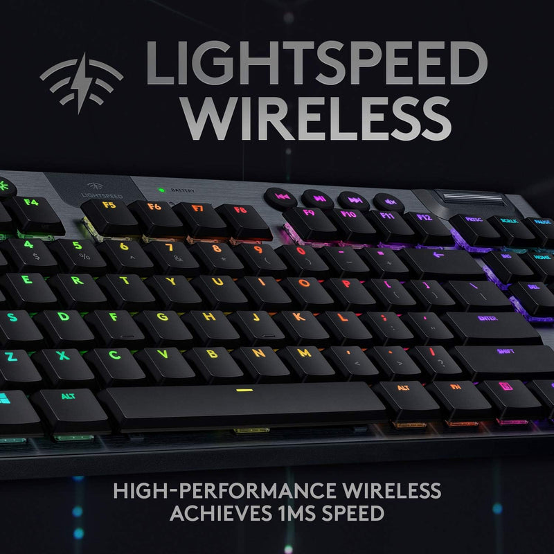 Clavier de jeu mécanique tactile rétroéclairé sans fil Logitech G915 TKL LIGHTSPEED - Carbone