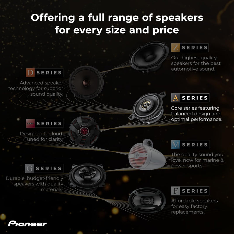 Pioneer TS‑A1681F A‑Series 6 ½″ 4‑Way Coaxial Car Speakers – 350 W Peak / 80 W RMS – Pair