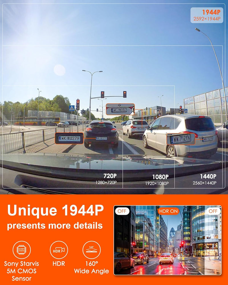 Vantrue Element 1 - 2.7 K HDR Single Channel Mini WiFi Front Dash Camera
