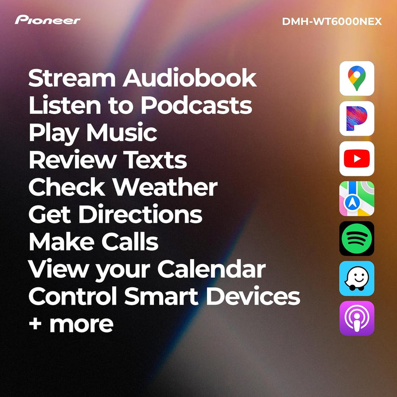 Pioneer DMH-WT6000NEX 10.1" Floating Display Digital Multimedia Receiver with Wireless Apple CarPlay & Android Auto