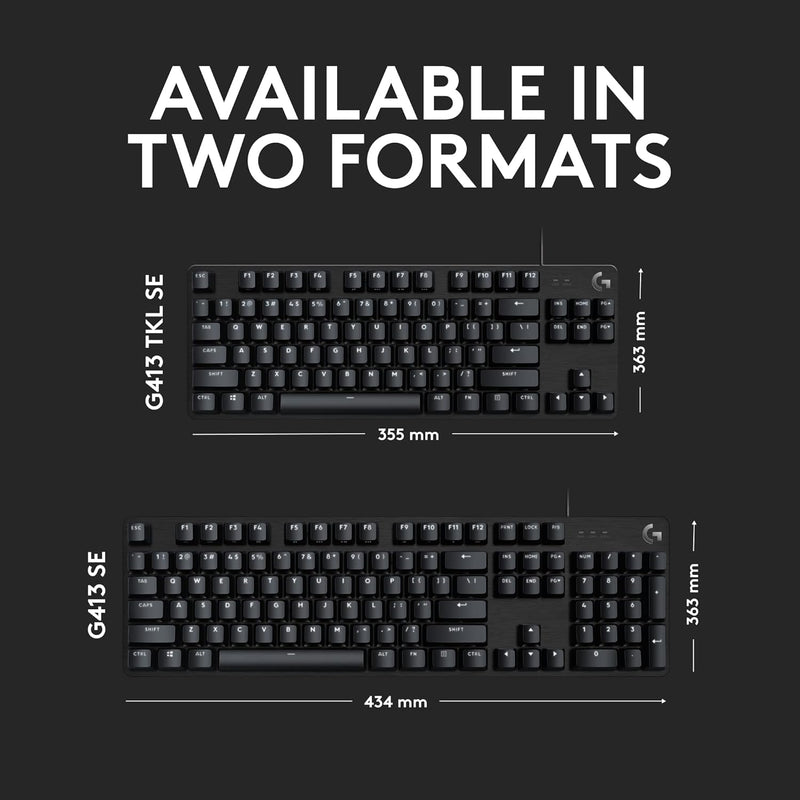 Logitech G413 SE Mechanical Gaming Keyboard – Tactile Switches, Aluminum Top Case