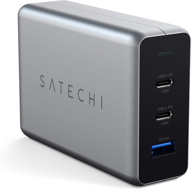 Satechi 100W USB C PD Compact GaN Charger – Powerful GaN Tech – Compatible with 2022 MacBook Pro/Air M2, 2021 MacBook Pro M1, 2022 iPad Air M1, 2021 iPad Pro M1, iPhone 15 Pro Max/15 Pro/15/15 Plus - ST-TC100GM