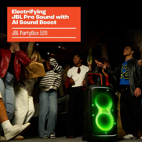 JBL PartyBox 520 Portable Battery‑Powered Party Speaker – Black