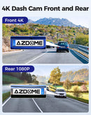 Azdome M300S 4K Dash Cam with WiFi, 170° Dash Cam Front and Rear, Night Vision, G-Sensor, 24H Parking Monitor