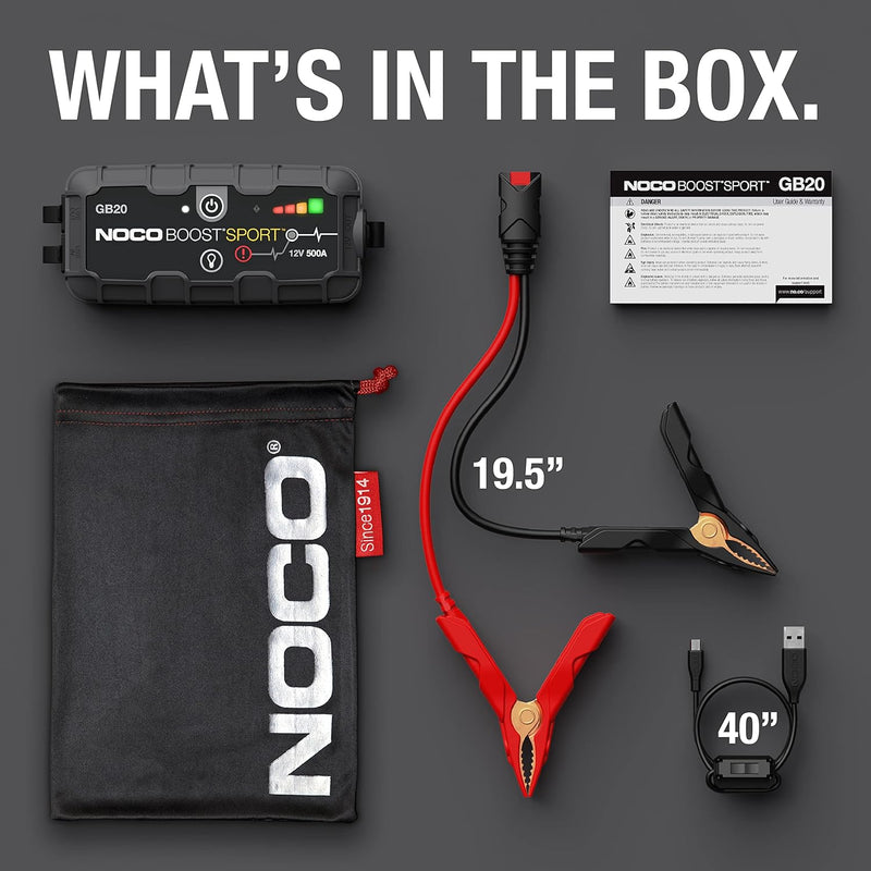 NOCO Boost Sport GB20 Jump Starter & Power Pack, 500A