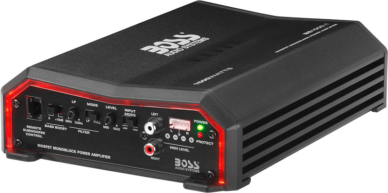 BOSS ELITE BE1500.1 Monoblock Car Amplifier – 1500 Watts, 2/4 Ohm Stable, Class A/B, MOSFET Power Supply, Great for Subwoofers