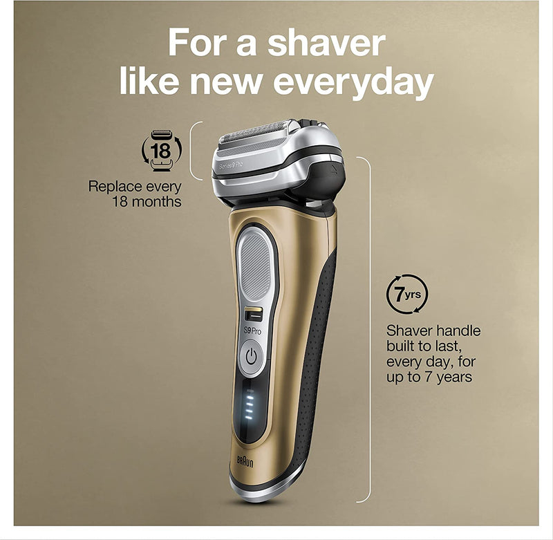 Braun Electric Foil Razor for Men, Series 9 Pro 9419s Wet & Dry Shaver with ProLift Beard Trimmer, Gold - Bass Electronics