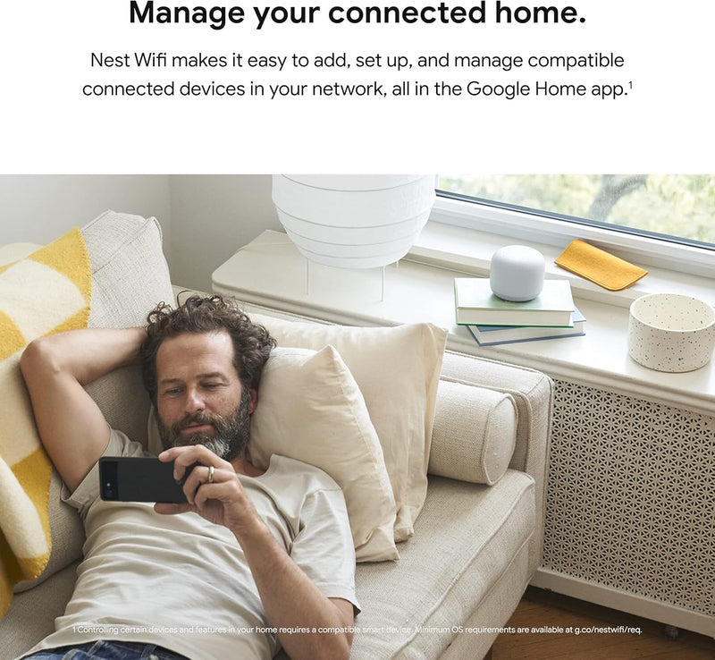 Google Nest Wifi AC2200 Mesh System Router and Add-On Points (two pack)