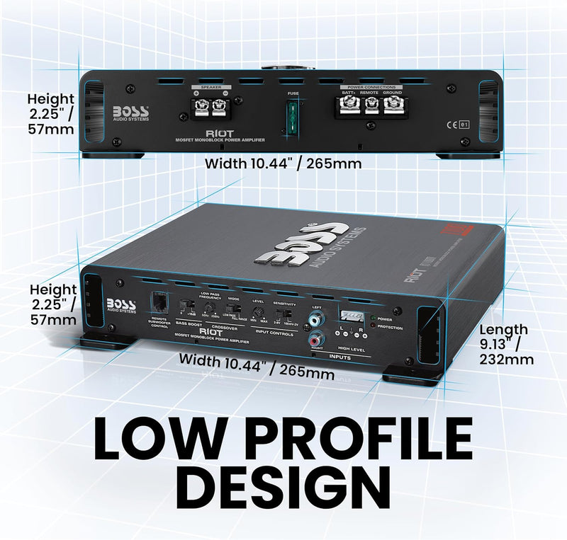 BOSS Audio Systems R1100M Riot Series Car Audio Subwoofer Amplifier