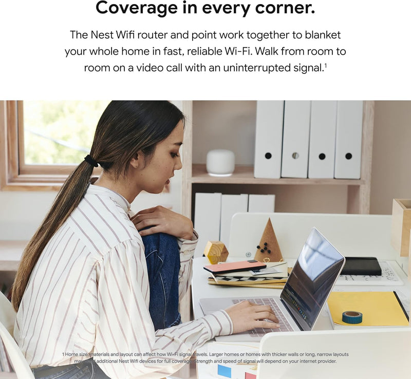 Google Nest Wifi AC2200 Mesh System Router and Add-On Points (two pack)