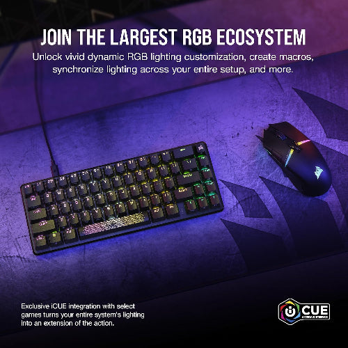 CORSAIR K65 PRO Mini RGB 65% Optical-Mechanical Wired Gaming Keyboard - OPX Switches - PBT Double-Shot Keycaps - iCUE Compatible - QWERTY NA Layout - Black