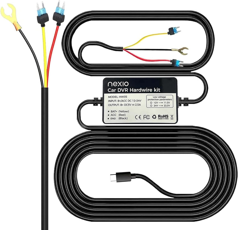 NEXIO Acc Hardwire Kit HW050115 Type-C, 12 Feet with Fuse Kit