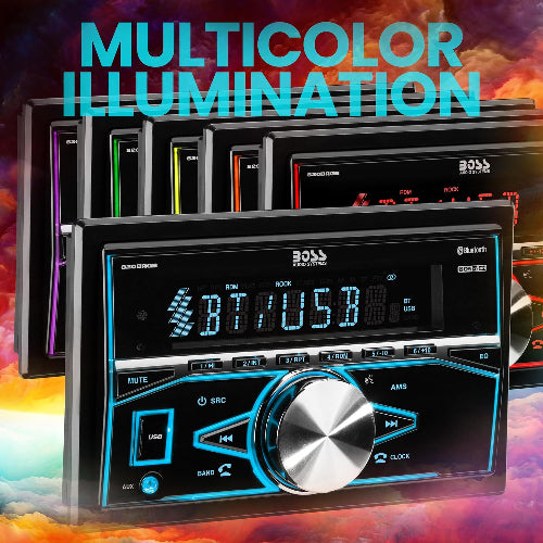 BOSS Audio Systems 820BRGB Car Stereo - Double Din, Bluetooth, (No CD/DVD) MP3/USB AM/FM Radio, Multi Color Illumination