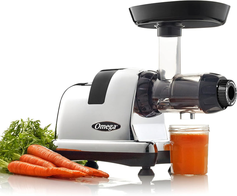 Omega Juicer J8006HDC Slow Masticating Cold Press Vegetable and Fruit Juice Extractor and Nutrition System, Triple Stage, 200-Watts, Chrome