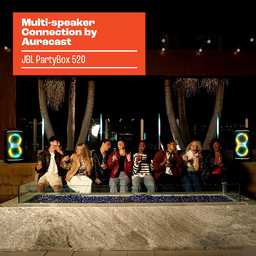 JBL PartyBox 520 Portable Battery‑Powered Party Speaker – Black