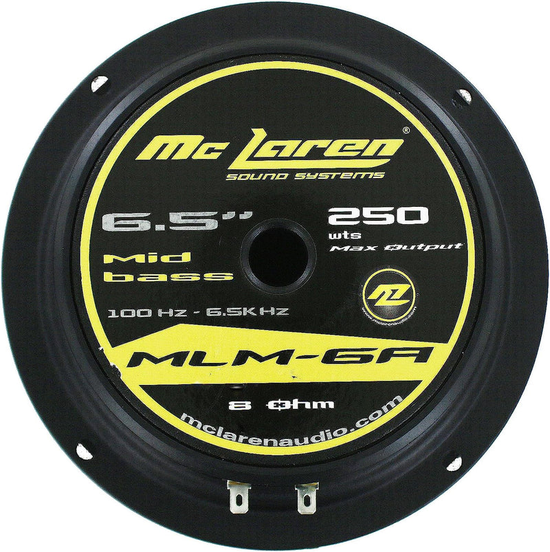 MCLAREN Audio McLaren Sound MLM-6A 6.5" 6-1/2" 300W 8-Ohm Car Audio Midrange/Midbass Speaker