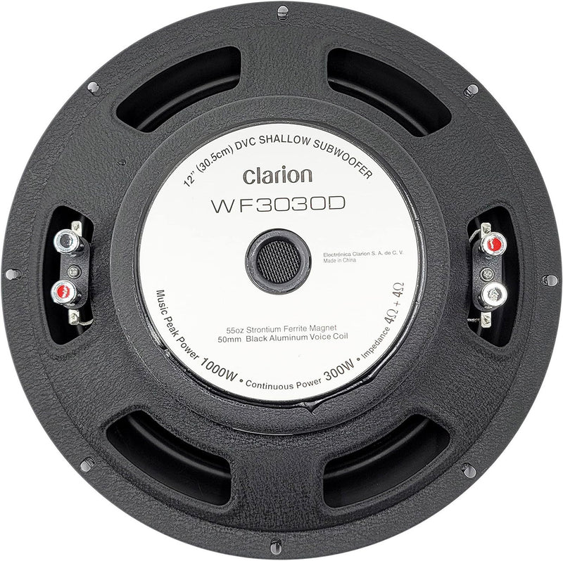 Clarion WF3030D 1000W 12" Dual 4-ohm Voice Coil Subwoofer