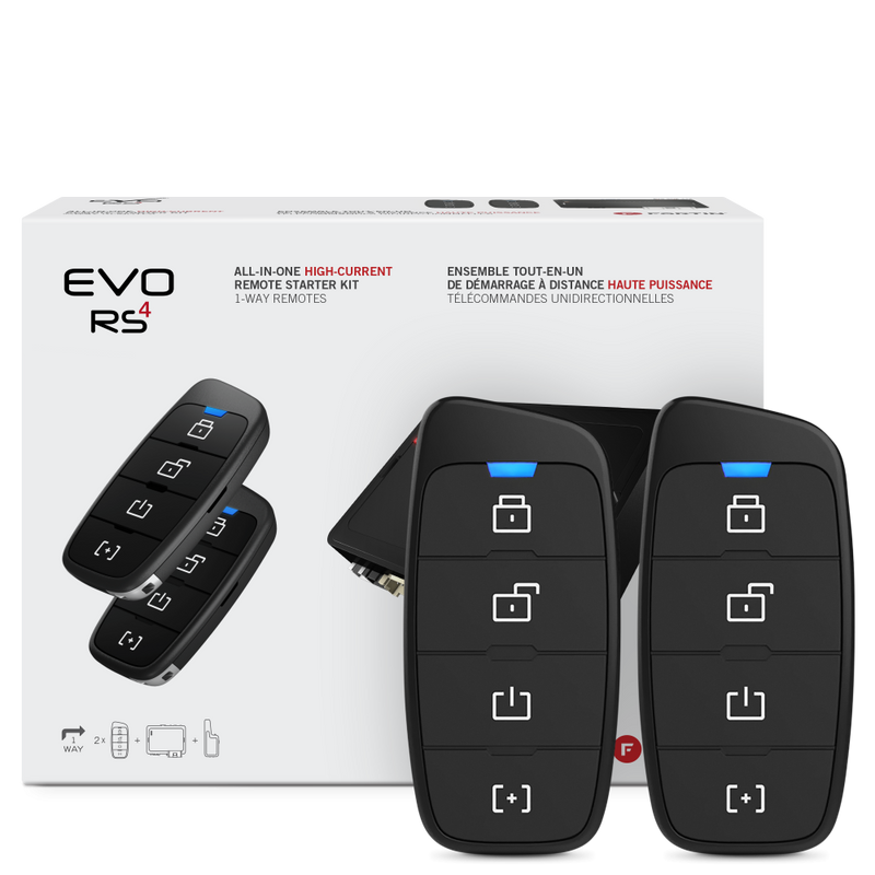 Fortin EVO-ONE-442 2-way long-range RF kit included all-In-one remote starter kit with 2 4-button remotes.