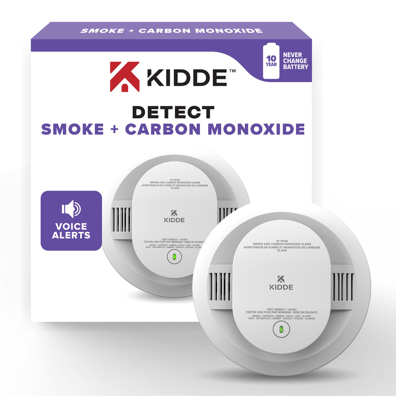 Kidde DETECT Combination Smoke & Carbon Monoxide Alarm, Hardwired with 10-Year Backup Battery and Voice Alerts - 30CUA10-VCA