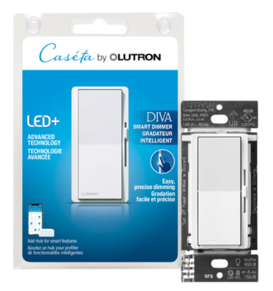Lutron Diva Smart Dimmer Switch for Caseta Smart Lighting (DVRF-6L-WH-RC)