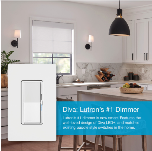 Lutron Diva Smart Dimmer Switch for Caseta Smart Lighting (DVRF-6L-WH-RC)