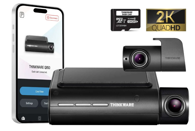 Thinkware Q850 2K QHD Front + Rear Dashcam With Wi-Fi & Super Night Vision