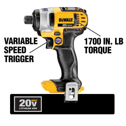 DEWALT DCF885C2 20-Volt Max Lithium Ion 1/4-Inch 1.5 Ah Impact Driver Kit