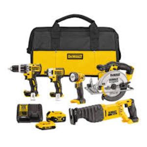 DEWALT DCK587D1M1 20V MAX Lithium-Ion Cordless Combo Kit (5-Tool) with 4Ah Battery, 2Ah Battery, Charger and Bag