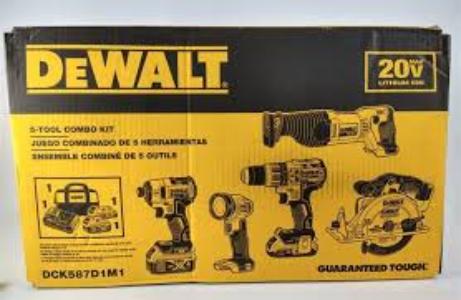 DEWALT DCK587D1M1 20V MAX Lithium-Ion Cordless Combo Kit (5-Tool) with 4Ah Battery, 2Ah Battery, Charger and Bag