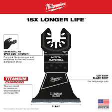 MILWAUKEE 49-25-1248 OPEN-LOK™ 2-1/2" TITANIUM CHARGED™ Bi-Metal Multi-Material Multi-Tool Blades 25PK